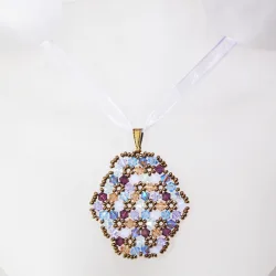 Pendant 65cm - Shea Oval-Violet Organza - Pendant 65cm - Laiton bronze